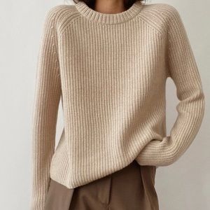 Jenni Kayne Cashmere Fisherman Sweater Oatmeal S